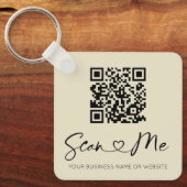 ソフトベージュハートフォントQRコードキーチェーン キーホルダー (正面)