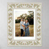 ソフトベージュフォークアートフローラフレームカスタム文字 ポスター (正面)