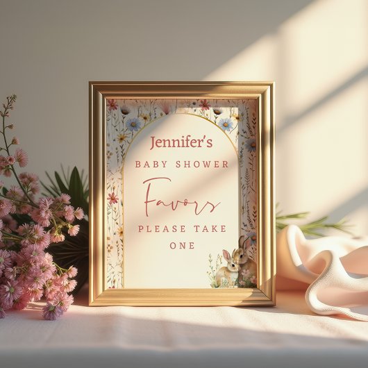 ソフトベージュフローラウッドランドバニーベビーシャワー特典 ポスター