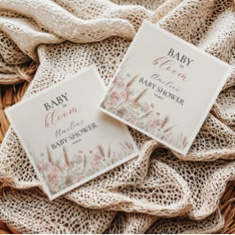 ソフトベージュフローラベビーイン開花ベビーシャワーナプキン スタンダードカクテルナプキン