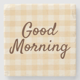 ソフトベージュ市松模様にモーニングコースター – ミニマリスト ストーンコースター