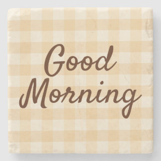 ソフトベージュ市松模様にモーニングコースター – ミニマリスト ストーンコースター