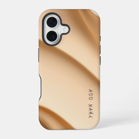 ソフトベージュ抽象芸術波 iPhone 16ケース (裏面)