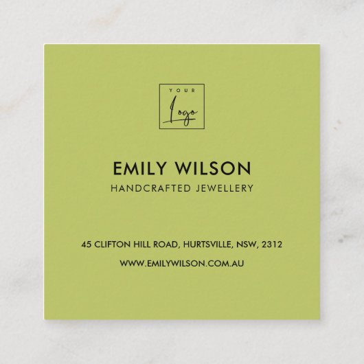 ソフトホワイトグリーンスノーベリークリスマス スクエア名刺 (裏面)