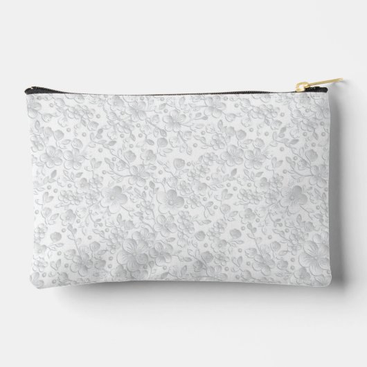 ソフトホワイトグレーフローラモノグラム アクセサリーポーチ (裏面)