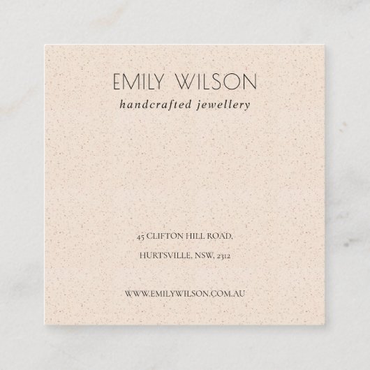 ソフトホワイトセラミックテクスチャスタッドイヤリングディスプレイ スクエア名刺 (裏面)