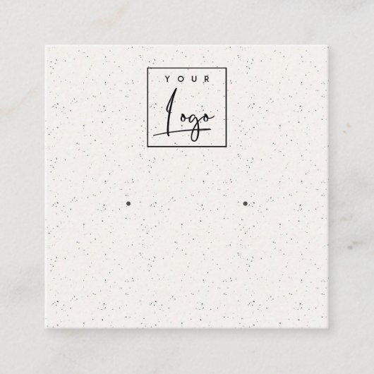 ソフトホワイトセラミックテクスチャスタッドイヤリングディスプレイ スクエア名刺 (正面)