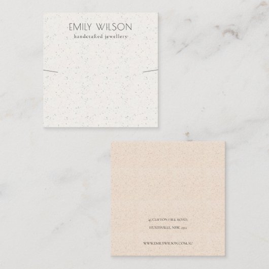 ソフトホワイトセラミックテクスチャネックレスバンドディスプレイ スクエア名刺 (正面/裏面)