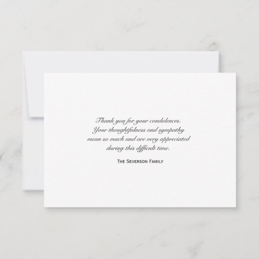 ソフトホワイトデイジーありがとう悔やみや弔慰 サンキューカード (裏面)