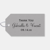 ソフトホワイトデイジーオングレー結婚式の引き出物ラベル ギフトタグ (裏面横)