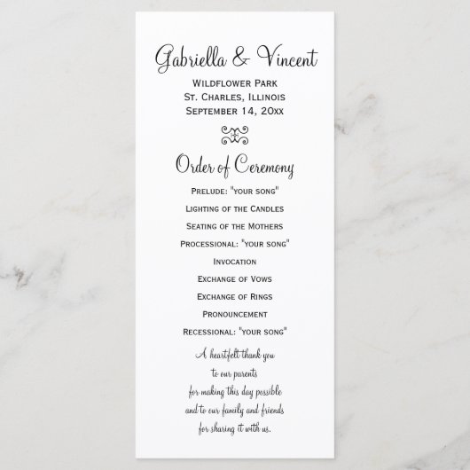 ソフトホワイトデイジーオングレー結婚式 プログラム (裏面)