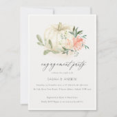 ソフトホワイトパンプキン赤面フローラ婚約招待状 サンキューカード (正面)