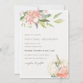 ソフトホワイトパンプキン赤面フローラ結婚式の招待 サンキューカード (正面)