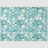 ソフトホワイトフローラグリーンブルーエレガンスデクページ 薄葉紙 (正面)