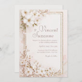 ソフトホワイトブロッサムロマンチック結婚ズ 招待状 (正面/裏面)