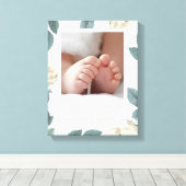 ソフトホワイトローズフローラフレームキャンバス印刷 キャンバスプリント (インサイチュ (ウッドフロア))