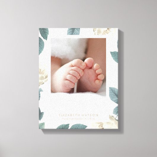 ソフトホワイトローズフローラフレームキャンバス印刷 キャンバスプリント (正面)