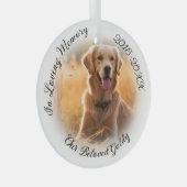 ソフトホワイト写真のヴィネットでペット記念碑 ガラスオーナメント (正面右)