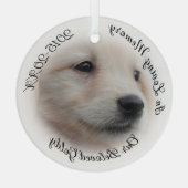 ソフトホワイト写真のヴィネットでペット記念碑 ガラスオーナメント (裏面)