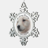 ソフトホワイト写真のヴィネットでペット記念碑 スノーフレークピューターオーナメント (右)