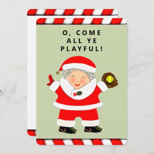 ソフトボおもしろいールクリスマス シーズンカード (正面/裏面)