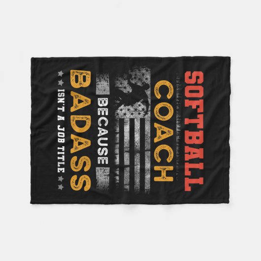 ソフトボおもしろいールコーチギフト男性へギフトBad Softball Co フリースブランケット (正面(横))