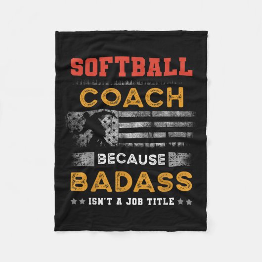 ソフトボおもしろいールコーチギフト男性へギフトBad Softball Co フリースブランケット (正面)