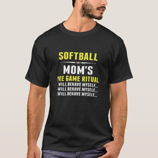 ソフトボおもしろいールママソフトボールママの試合前の儀式 Tシャツ (正面)
