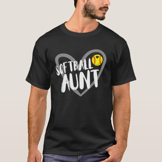 ソフトボおもしろいール叔母ハート Tシャツ (正面)