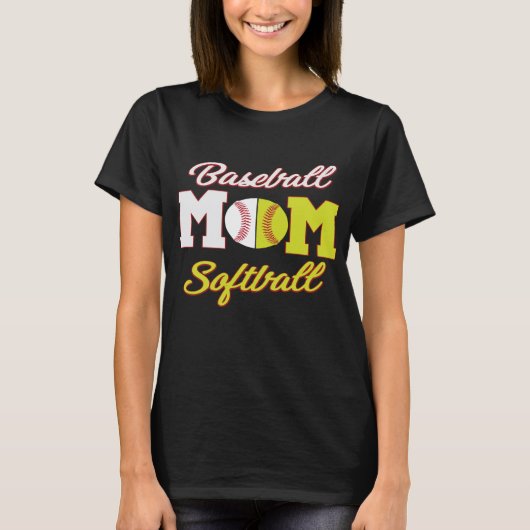 ソフトボおもしろいール野球の女性用ママ Tシャツ (正面)