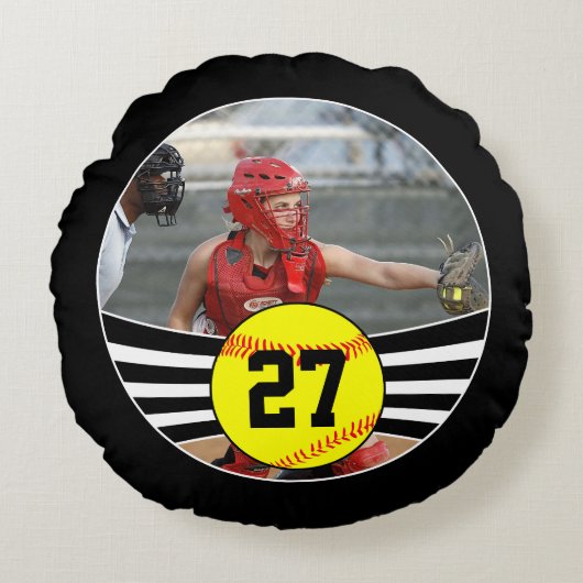 ソフトボカスタムール写真と文字装飾用クッション ラウンドクッション (正面)