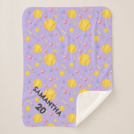 ソフトボカスタムール名番号パープルハート シェルパブランケット (正面)