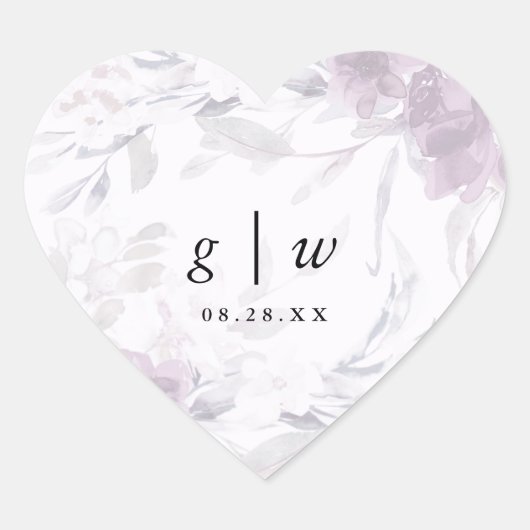 ソフトボタニカルフローラモノグラムとデ結婚ート ハートシール (正面)