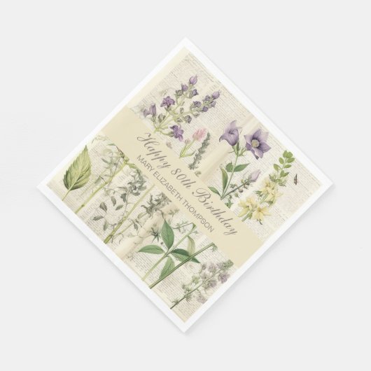 ソフトボタニカルヴィンタケワイルドフラワー80誕生日 スタンダードランチョンナプキン (角)