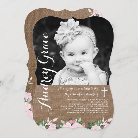 ソフトボタニック |バプテスマ招待状 招待状 (正面/裏面)