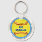 ソフトボパーソナライズされたールキーホルダーテキスト、カラー キーホルダー (裏面)