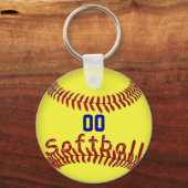ソフトボパーソナライズされたールチームのギフトアイディア名番号 キーホルダー (裏面)