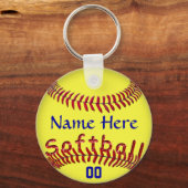 ソフトボパーソナライズされたールチームのギフトアイディア名番号 キーホルダー (正面)