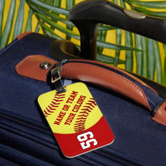 ソフトボパーソナライズされたールバッグラベルソフトボールまたはラゲージ ラゲッジタグ (正面インサイチュ1)