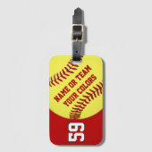ソフトボパーソナライズされたールバッグラベルソフトボールまたはラゲージ ラゲッジタグ (正面縦)