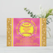 ソフトボパーソナライズされたールバースデーパーティ招待状 招待状 (スタンド正面)