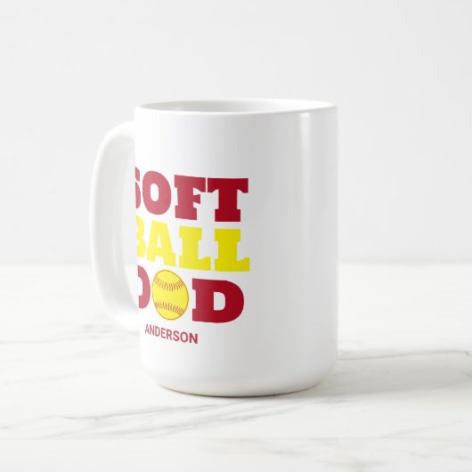 ソフトボパーソナライズされたールパパ父の日 コーヒーマグカップ (正面左)