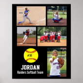 ソフトボパーソナライズされたールフォトコラージュ名チーム# ポスター (正面)