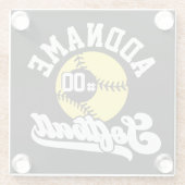 ソフトボパーソナライズされたールプレーヤーの名前の追加レトロチーム ガラスコースター (裏面)