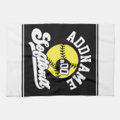 ソフトボパーソナライズされたールプレーヤーの名前の追加レトロチーム キッチンタオル (横)