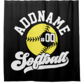 ソフトボパーソナライズされたールプレーヤーの名前の追加レトロチーム シャワーカーテン (正面)