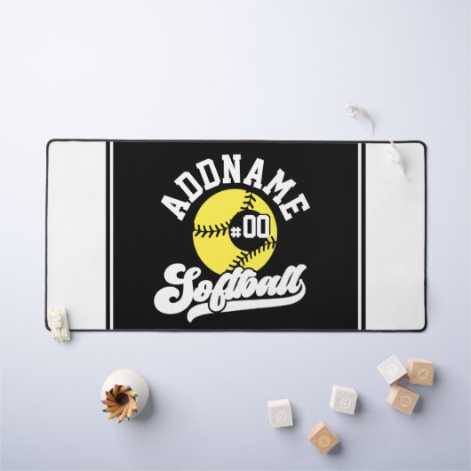 ソフトボパーソナライズされたールプレーヤーの名前の追加レトロチーム デスクマット (キッズテーブル)