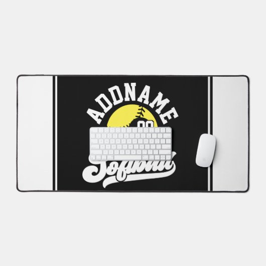 ソフトボパーソナライズされたールプレーヤーの名前の追加レトロチーム デスクマット (キーボード&マウス)