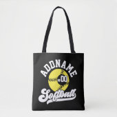 ソフトボパーソナライズされたールプレーヤーの名前の追加レトロチーム トートバッグ (正面)