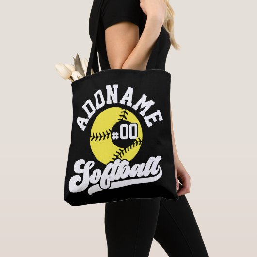 ソフトボパーソナライズされたールプレーヤーの名前の追加レトロチーム トートバッグ (クローズアップ)